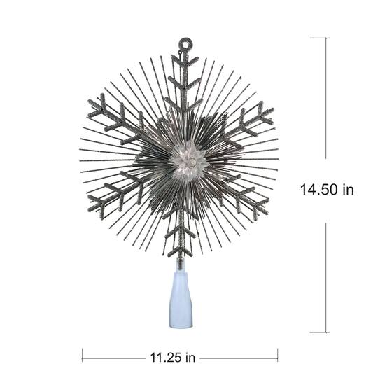 14.5" Silver Lighted Tinsel Starburst Tree Topper by Ashland®